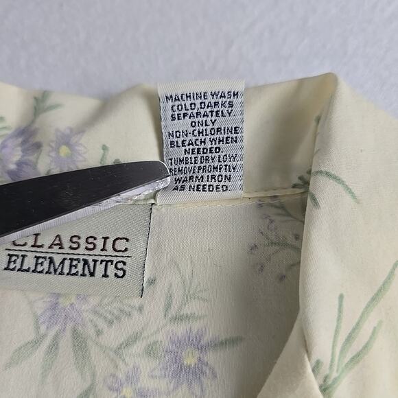 Classic Elements Floral Button Front Short Sleeve Shirt Small Retro 60s Cottage - Picture 6 of 7